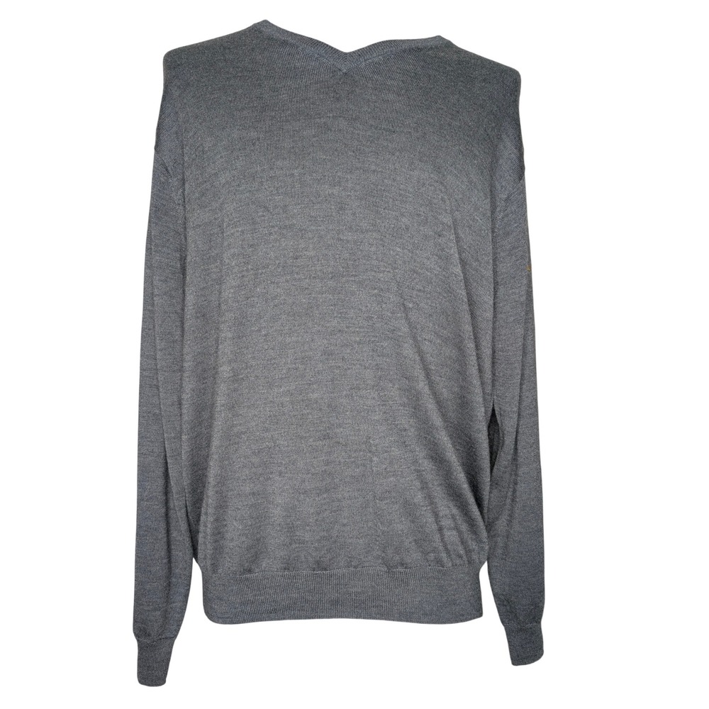 Peter Millar Merino Wool Vneck Sweater Men Large Gray Old Money Preppy Heritage‎